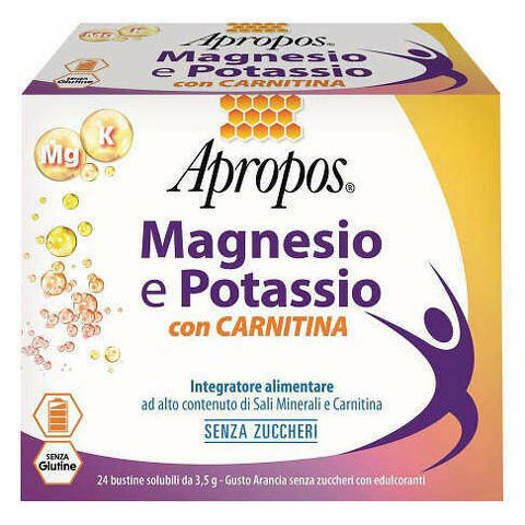 Apropos Magnesio Potassio Carnitina 24 Bustineine Senza Zucchero 3,5 G Cadauna