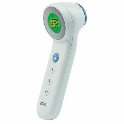 Termometro Braun Touch + No Touch Modello Bnt400 3 In 1 Per Misurazione Temperatura A Distanza Della Fronte Cibo E Bagno