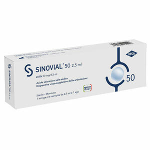 - Siringa Intra-articolare Sinovial 50 Acido Ialuronico 2% 50mg/2,5ml 1 Fs + Ago Gauge 21 1 Pezzo
